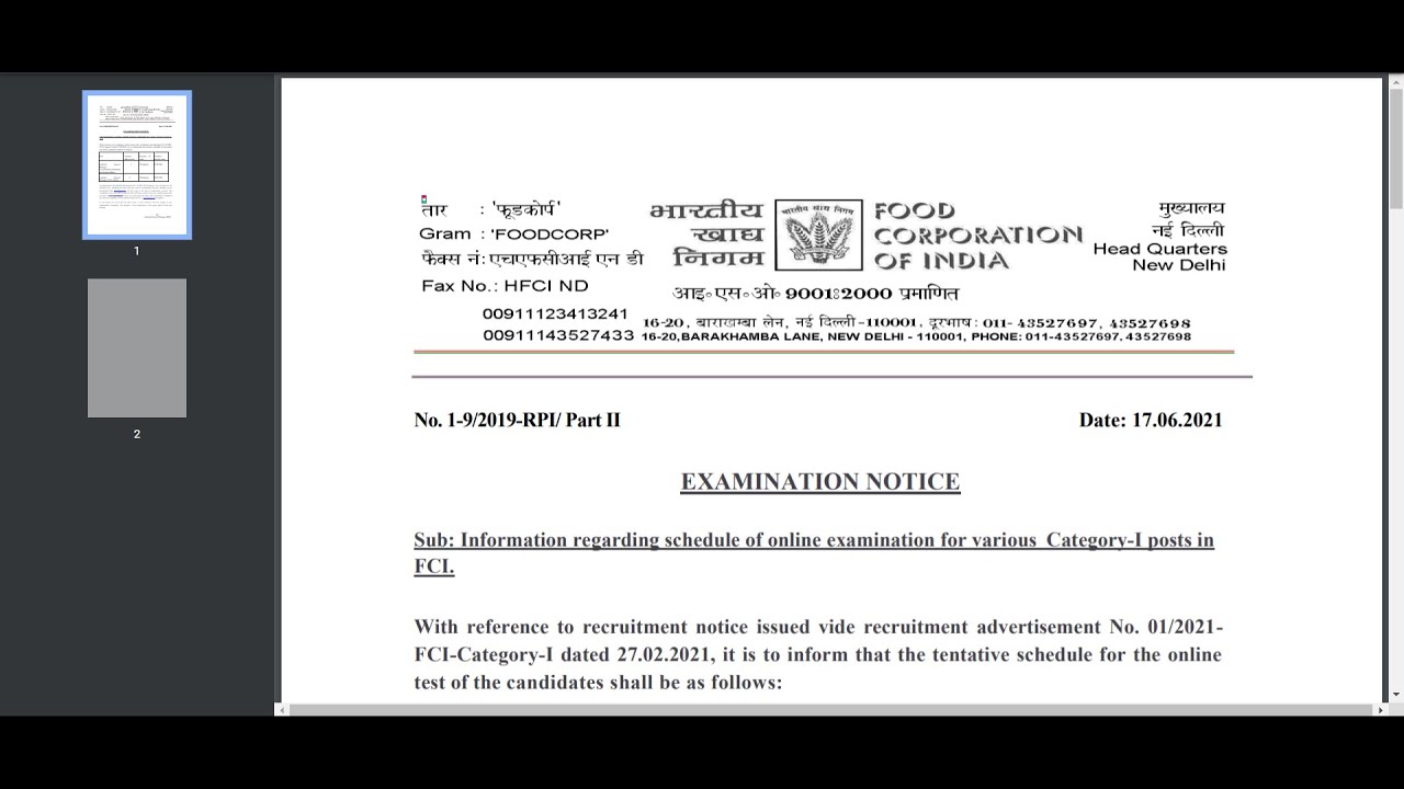 FCI AGM (TECHNICAL) date announced|| official notification|| study with experience