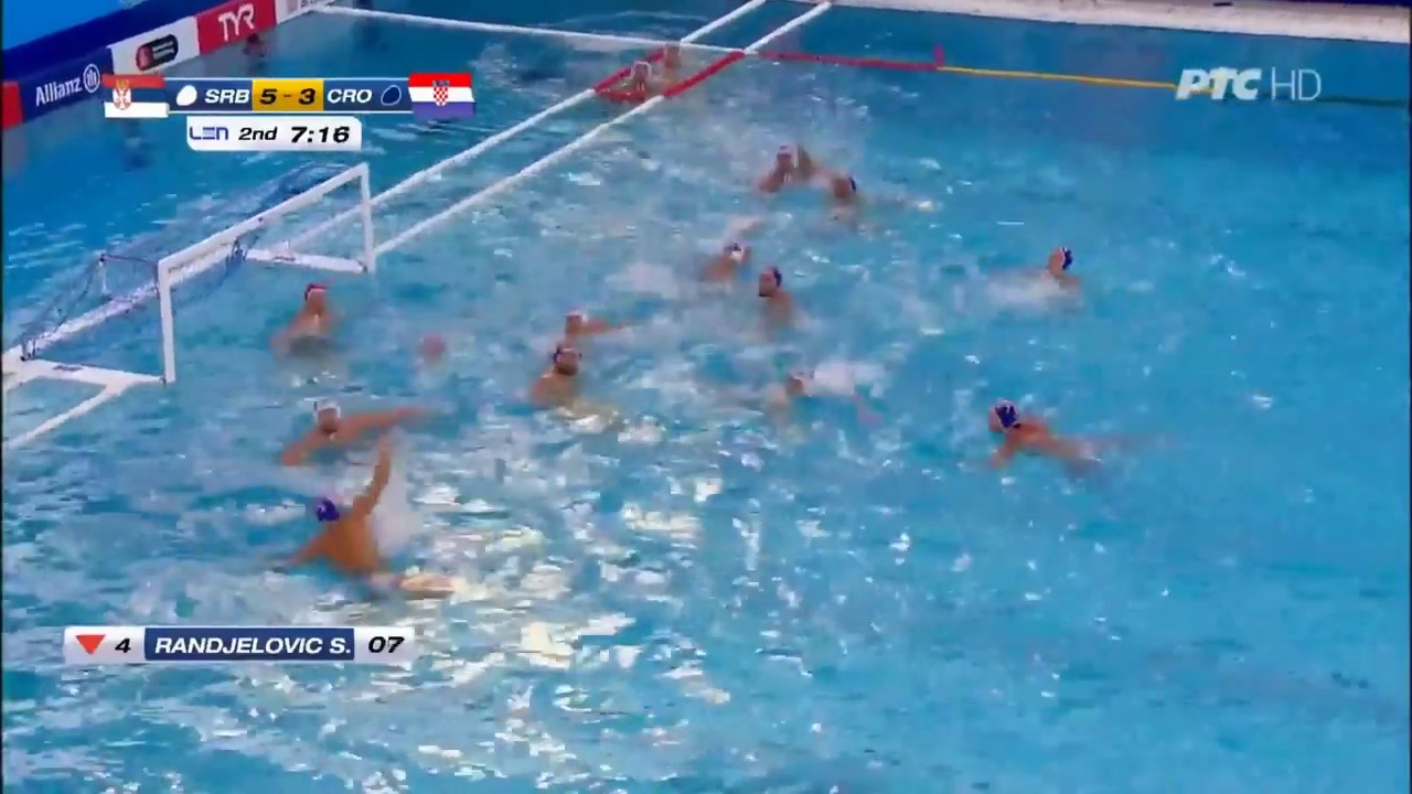 Loren Fatovic (Croatia) hits Filip Filipovic (Serbia)