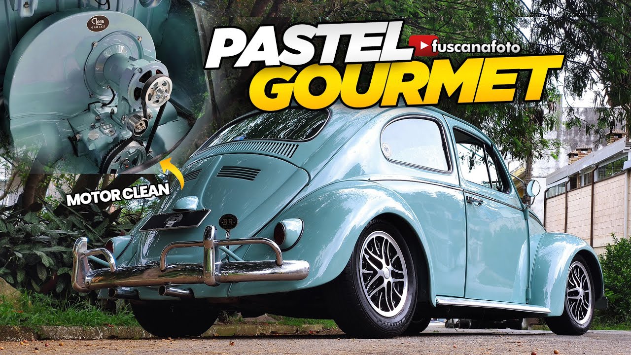PASTEL GOURMET  FUSCA 1961 AZUL PASTEL MONOCROMÁTICO COM MOTOR E PORTA-MALAS CLEAN - Fusca na Foto