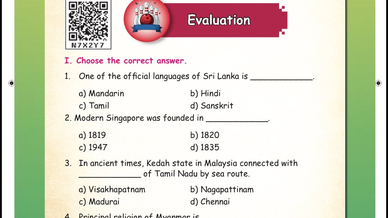 TAMILS AROUND THE WORLD - EVALUATION - UNIT 1  - TERM 3 - SOCIAL SCIENCE - EM - 4TH  STD
