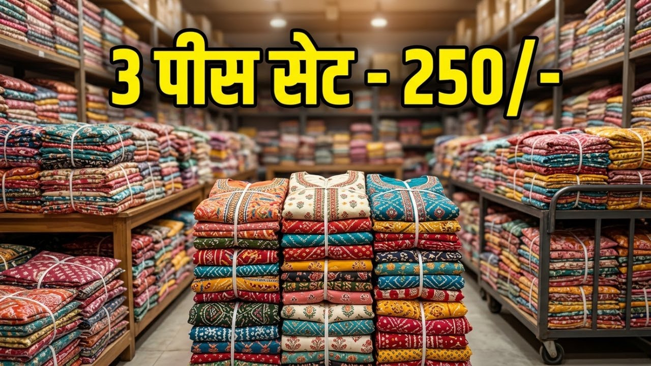 दिमाग़ हिला देने वाले रेट 3 पीस सेट मात्र 250/- एक सेट Cash On delivery Kurti Wholesale Market