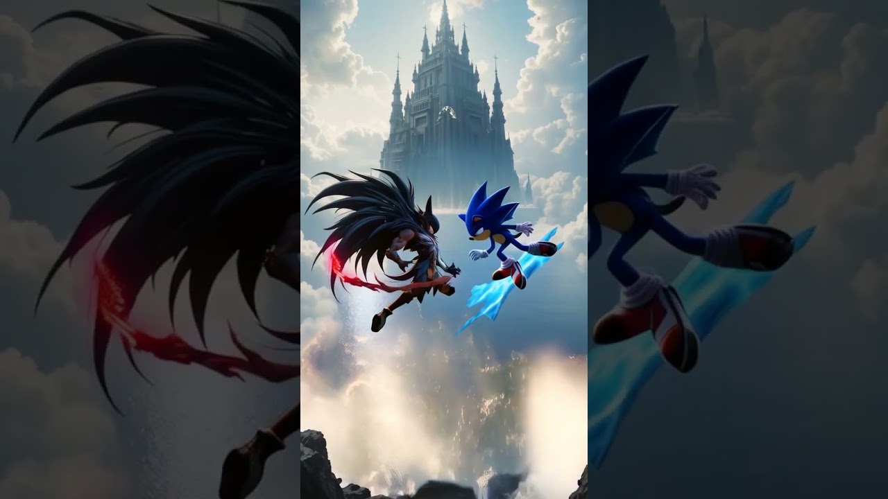 Chaos Clash on Floating Temple ⛩️ | Sonic vs Shadow Sky Duel in 8K