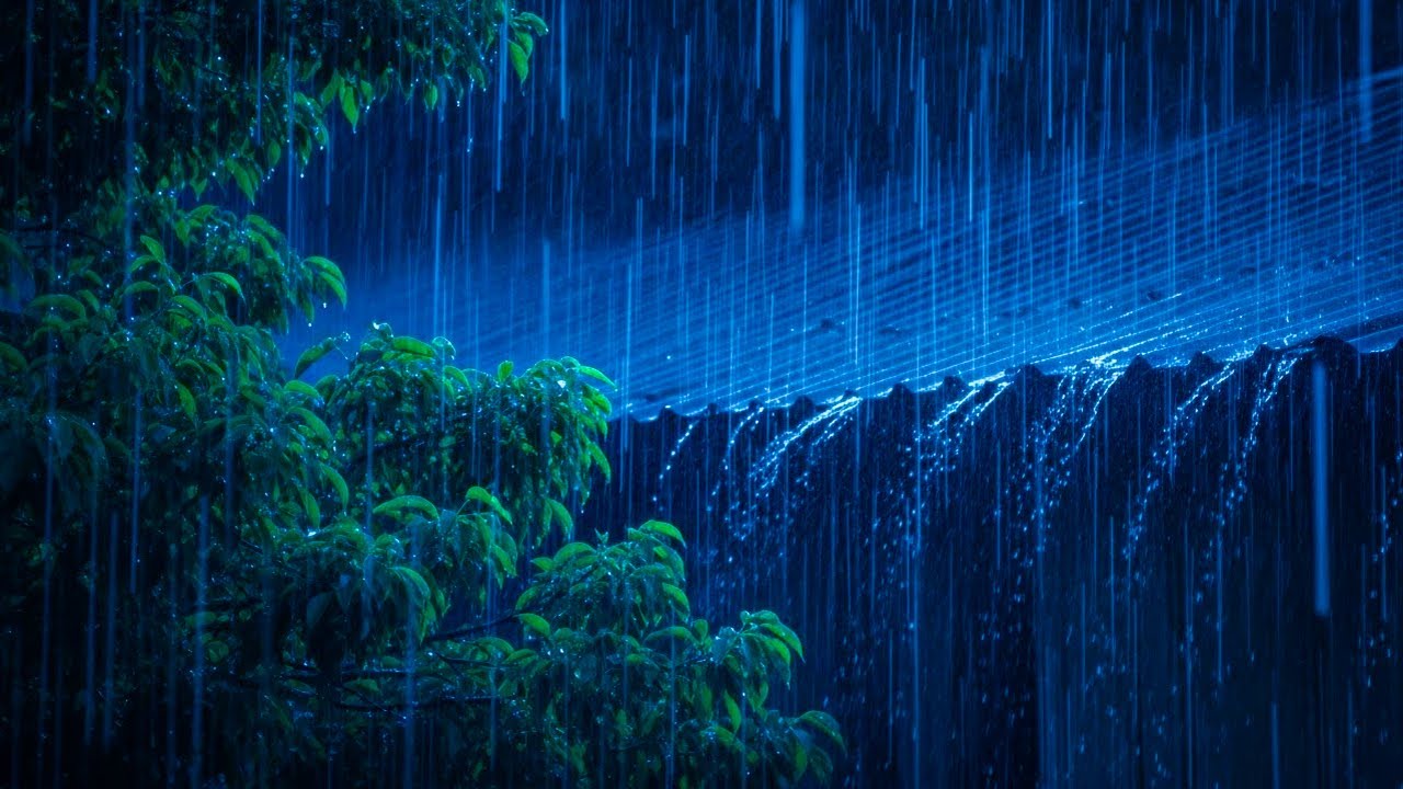 Сильный дождь и гром | Интенсивный белый шум грозы ⛈️ | Непрерывный звуковой ландшафт дождя