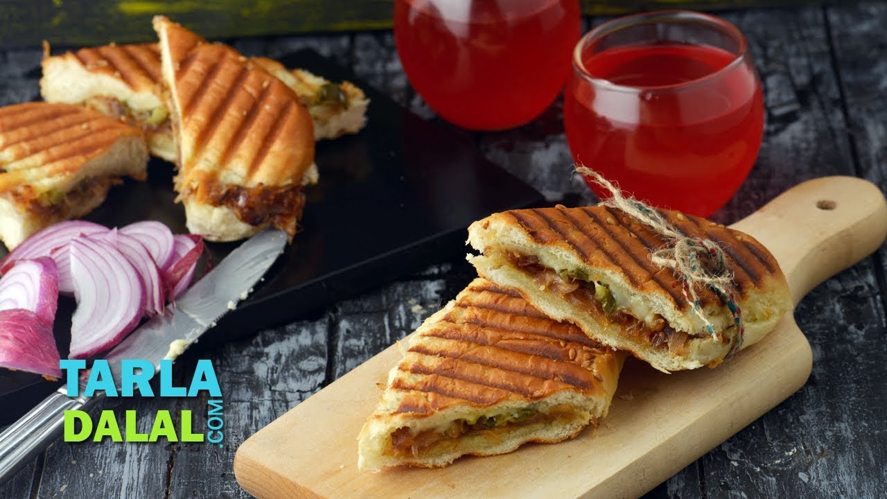 Caramelized Onions and Cheese Panini by Tarla Dalal