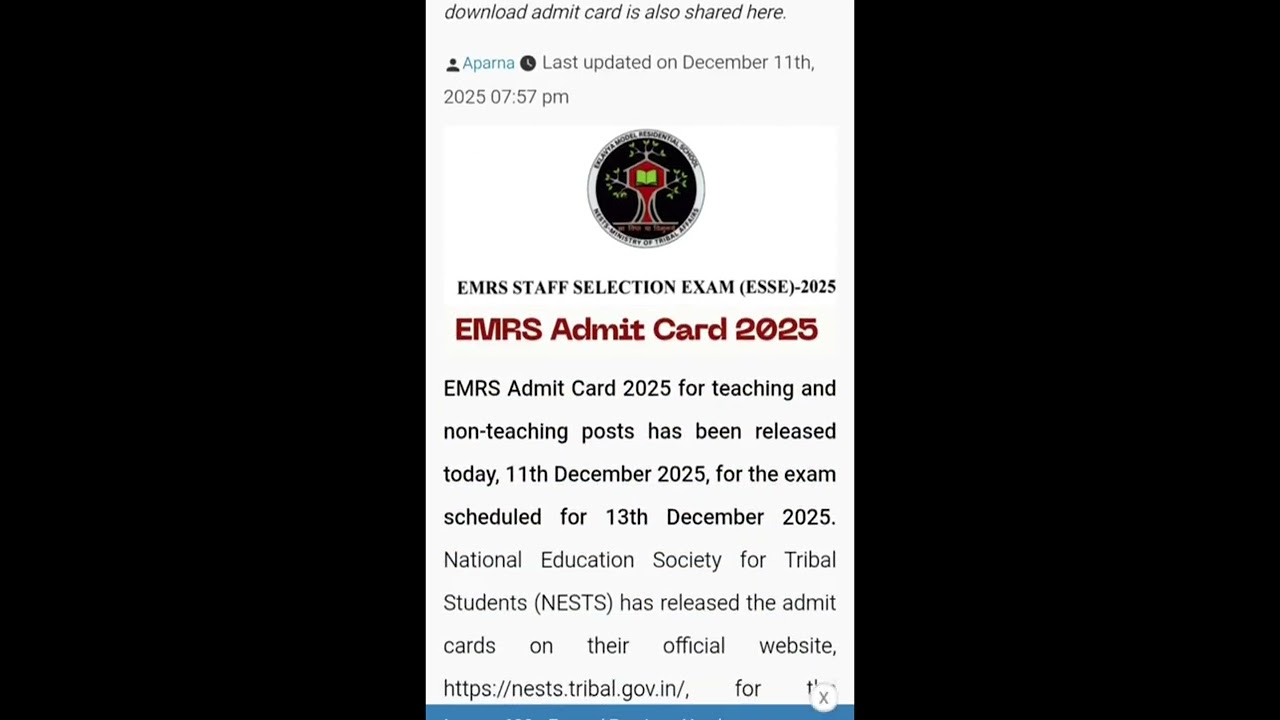 EMRS Hall ticket Download 2025 | EMRS Exam Dates | How to download admit card #EMRS #exams