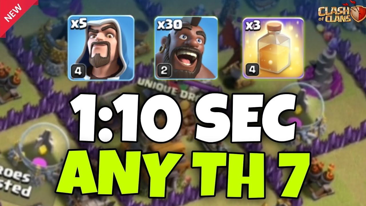 Town hall 7 Attack Strategy || Townhall 7 Easy 3★ Any vase  || Hog rider & Wizard. #coc 