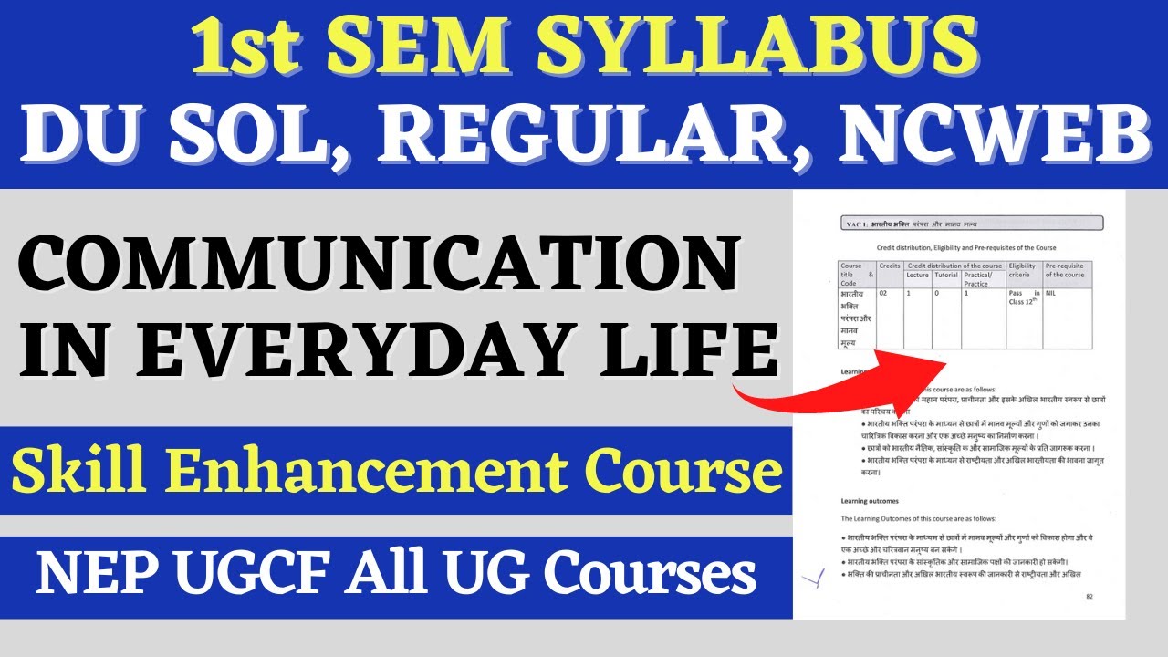 Syllabus of Communication in Everyday Life | 1st Semester SEC | UGCF 2022 | DU SOL Regular NCWEB.