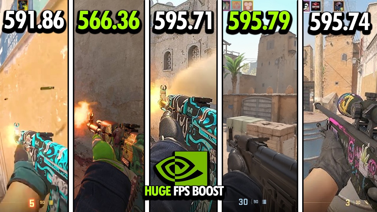 Драйвер NVIDIA снижает частоту кадров в CS2: 595,79 против 595,71 против 591,86 против 566,36 про...