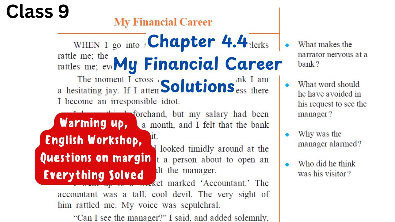 My Financial Career | Chapter 4.4 | English class 9 | Solutions | state board