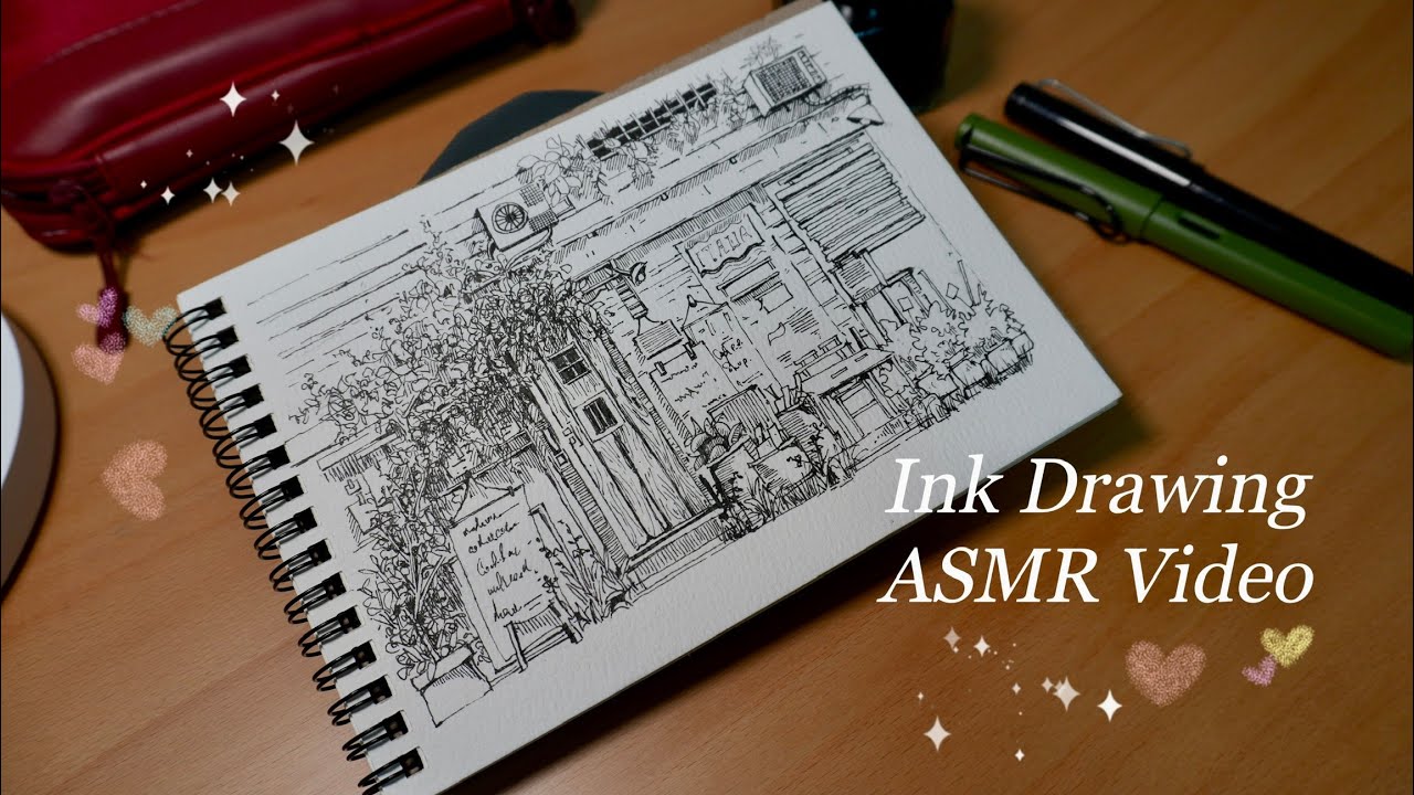 Urban sketch with fountain pen| ink drawing by me| ASMR video