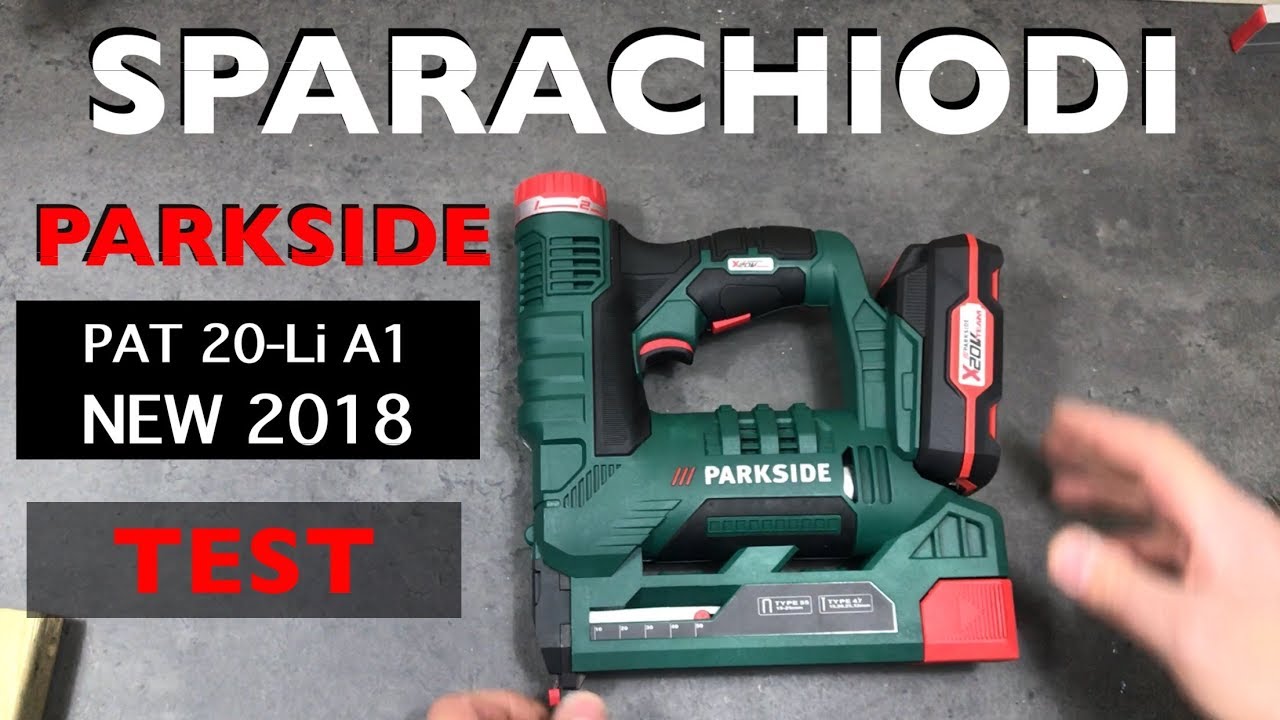 FINALMENTE. sparachiodi parkside lidl. PAT 20-li A1 Sparapunti x20 team. Graffe chiodi