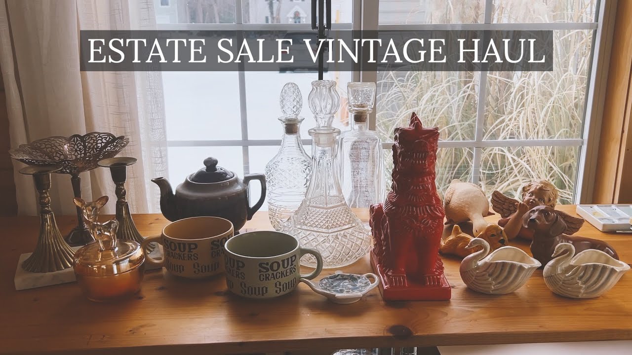 Vintage Haul: vintage home decor estate sale finds - hand made ceramics, glass decanters, and more