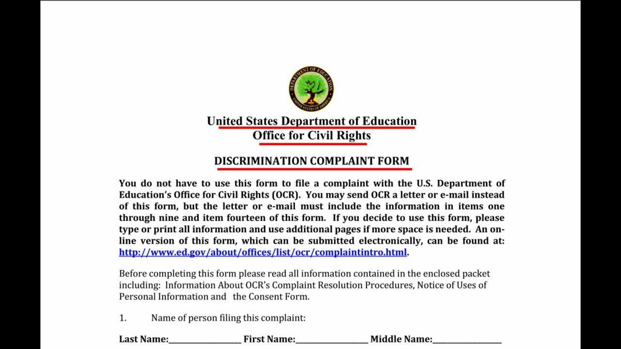 Office of Civil Rights (OCR) Complaints