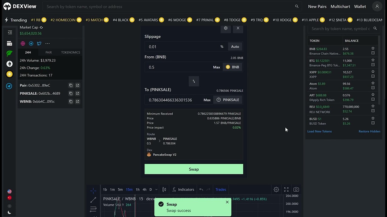 How to Buy/Sell (Swap) a Token at DexView