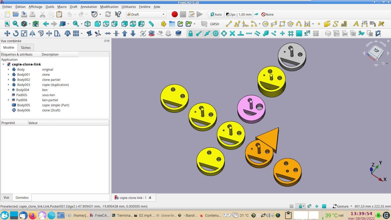 FreeCAD 0.20 : Copies, clones et liens