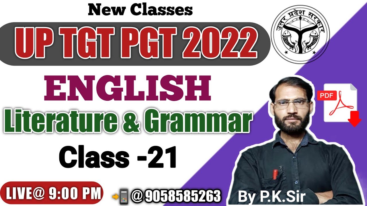 UP TGT PGT English 2022 || CLASS-21 || UP TGT PGT English Live Class by PK Sir | UP TGT English live