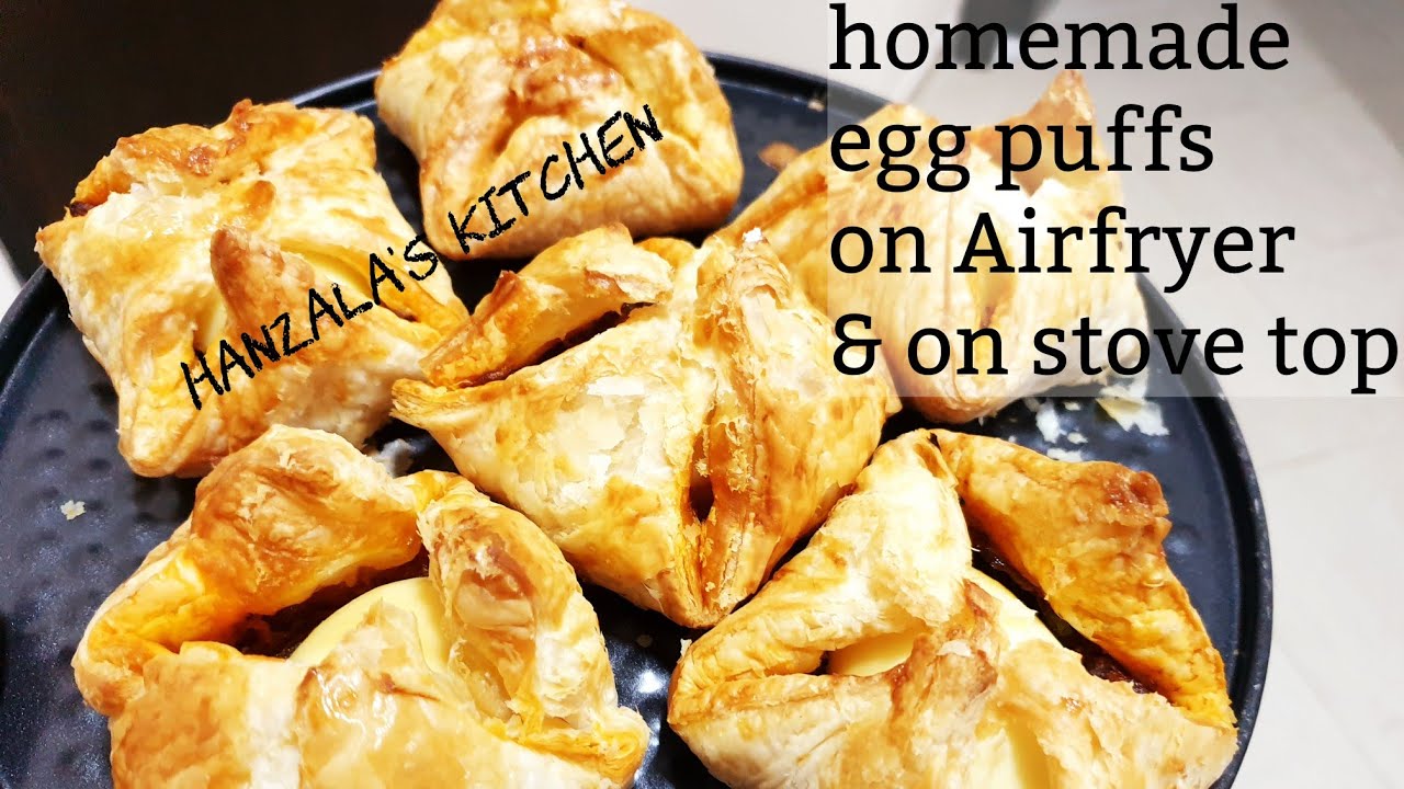 Easy egg puffs using readymade puff pastry in AIRFRYER & STOVE TOP. Recipe no:91