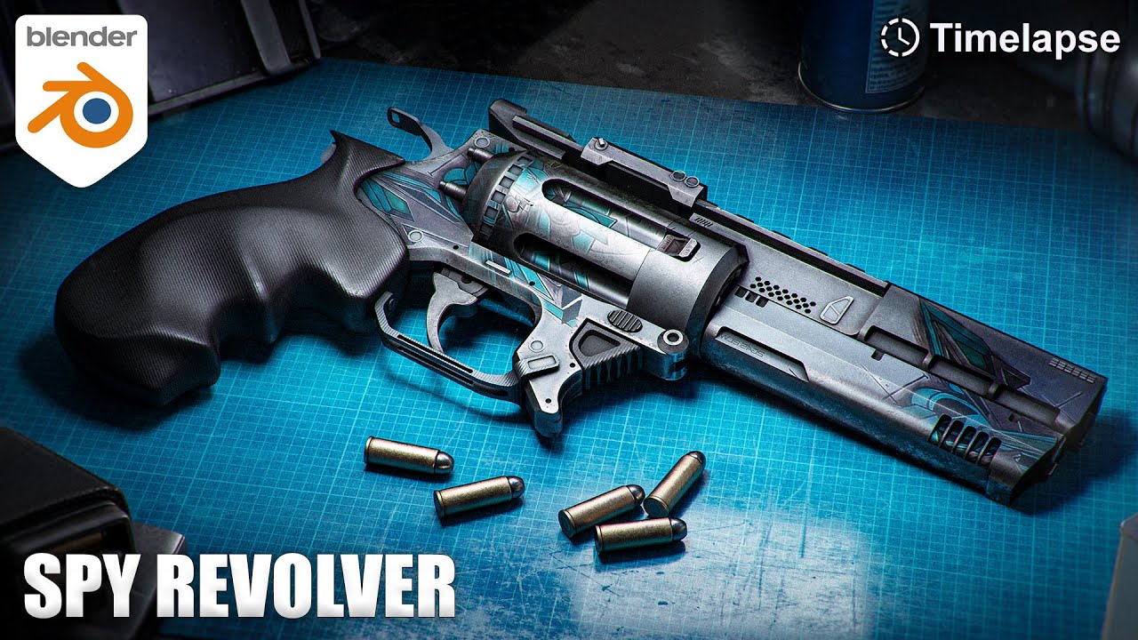 Sci-fi Spy Revolver in Blender | 3D Art Timelapse