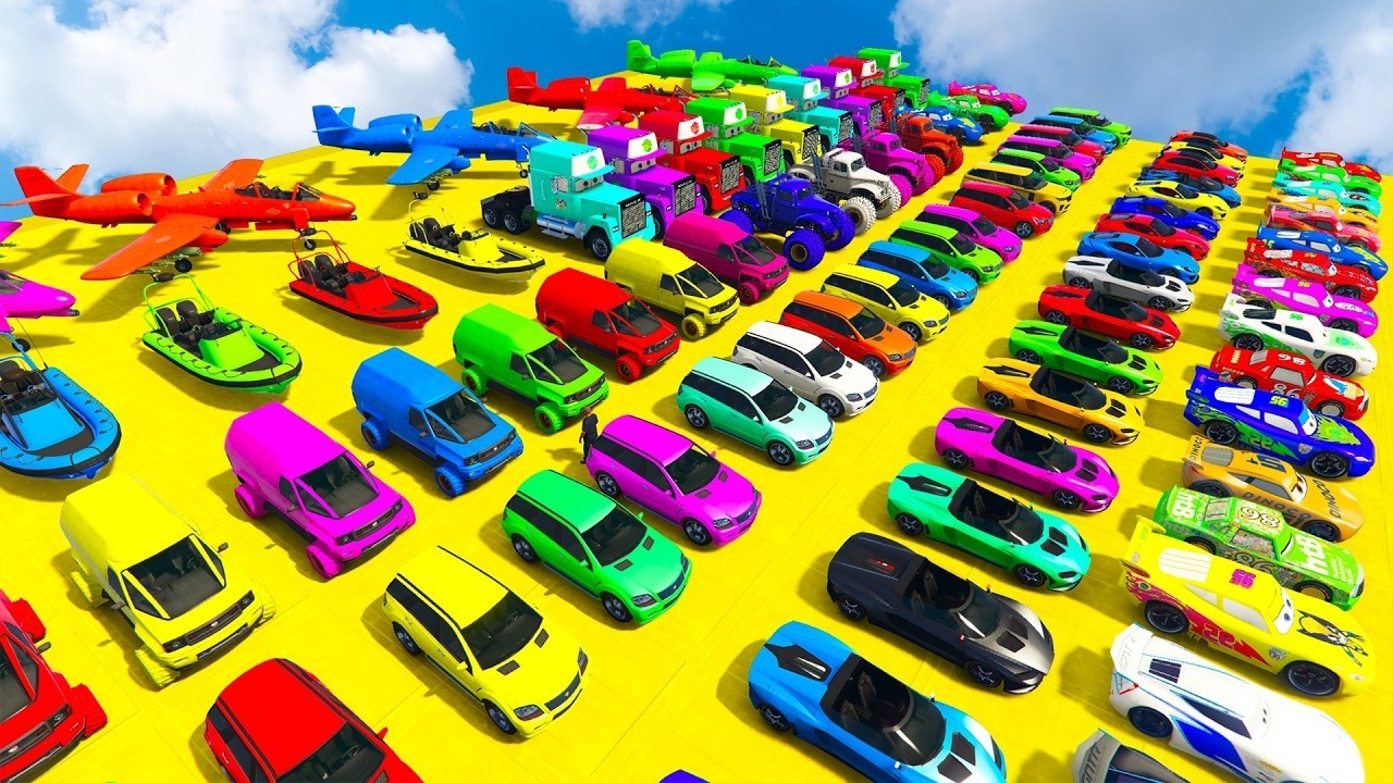 GTA V Mods Stunt Car Racing Challenge By SPIDER-MAN With Amazing Super Cars Motocycle Plane And Boat