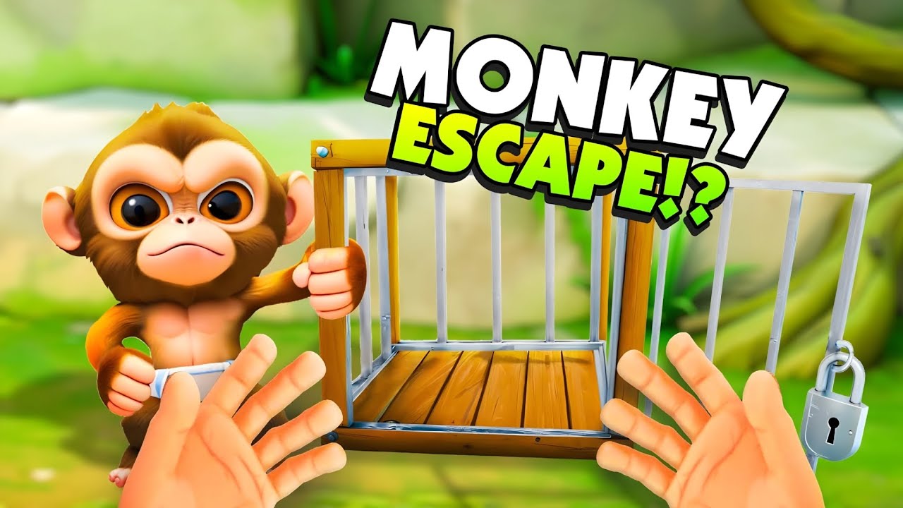 Helping a BABY MONKEY Escape From It's CAGE in I Am Monkey VR! Part 2