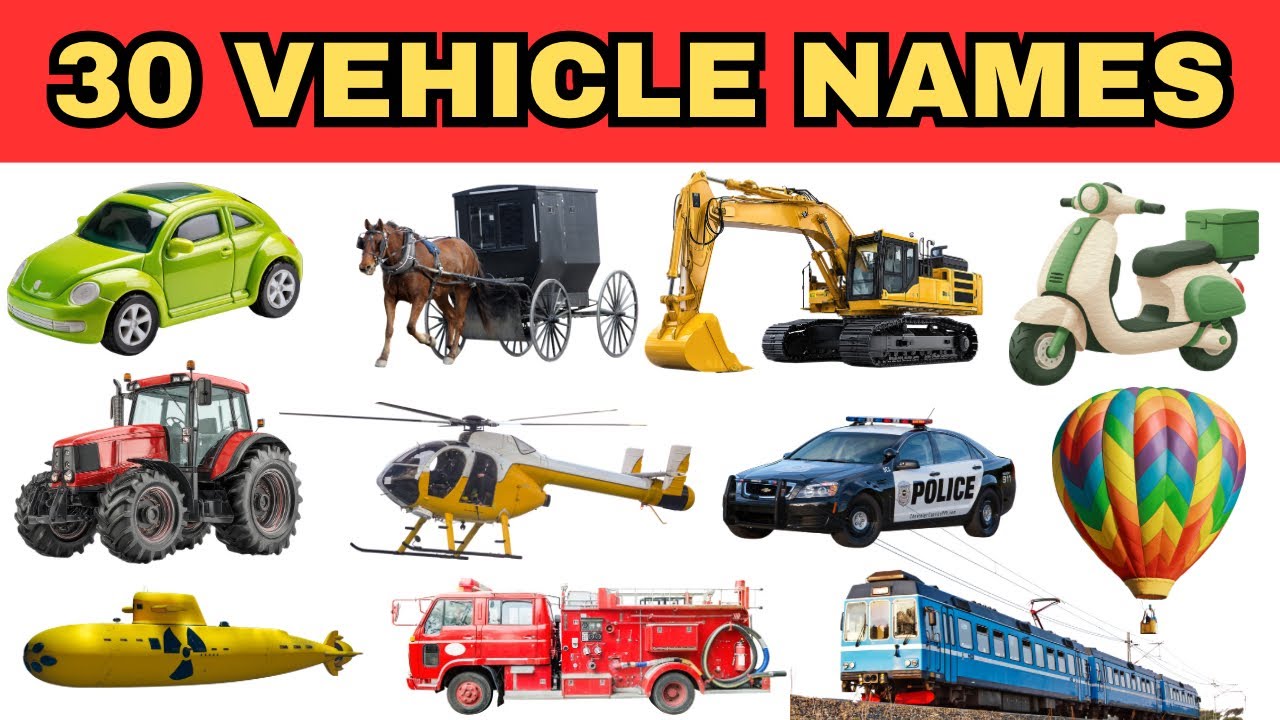 Vehicle Names In English | Best Educational Video For Kids / Babies 2026