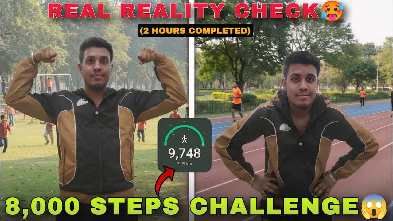 8,000 Steps Challenge | क्या 8km चलना आसान है | (Real Reality Check)🥵  #DailyVlog #TrendingFitness
