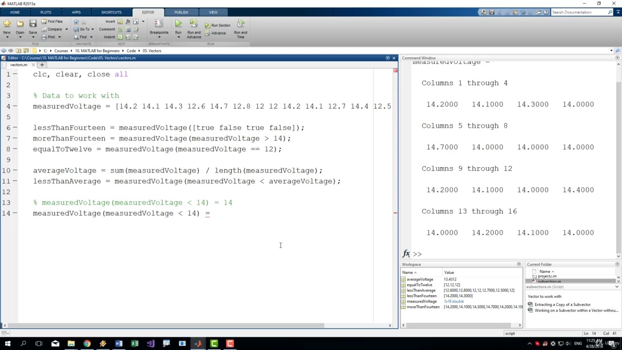 28. Logical Selection and Extraction of Vectors and Subvectors