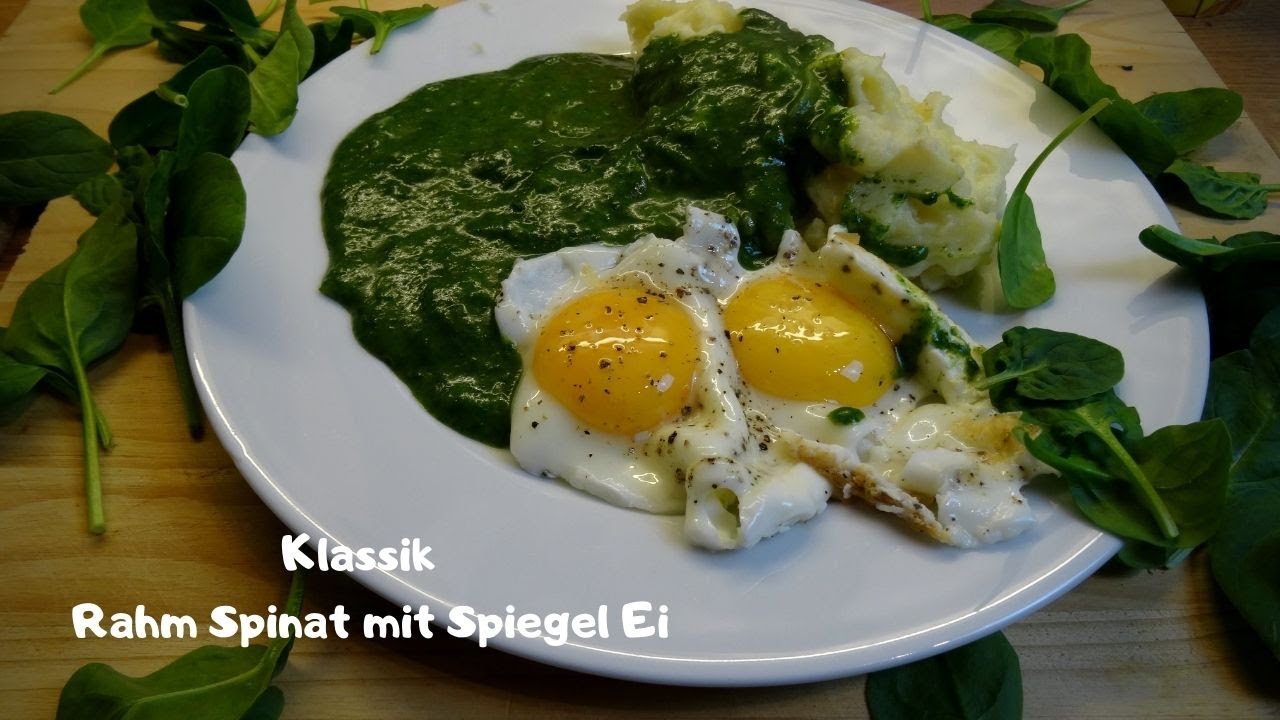 Rahm Spinat selber machen mit lecker Spiegel Ei  der Klassiker Der mit dem BLUB  Cook Lesson mit Tom