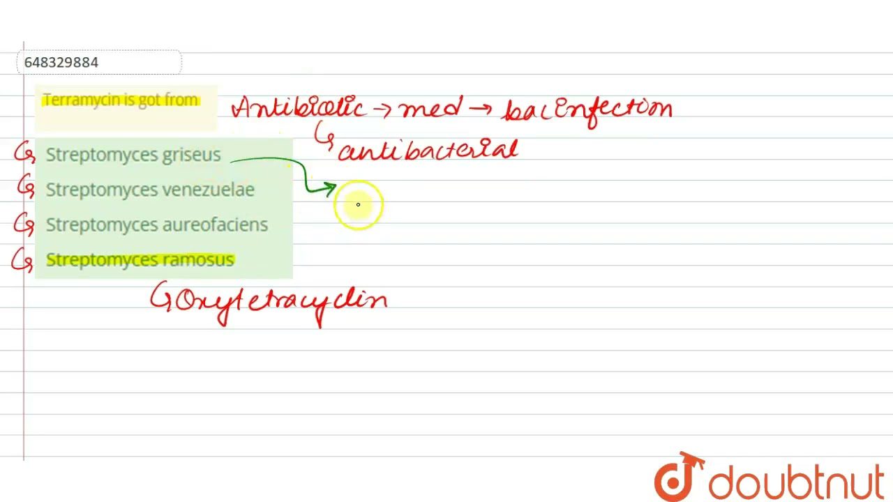 Terramycin is got from | 11 | MICROBES IN HUMAN WELFARE  | BIOLOGY | AAKASH SERIES | Doubtnut