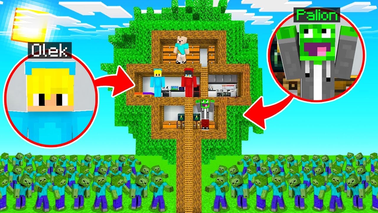 ZBUDOWAŁEM NAJBEZPIECZNIEJSZY DOMEK NA DRZEWIE żeby PRZETRWAĆ APOKALIPSĘ ZOMBIE w Minecraft!