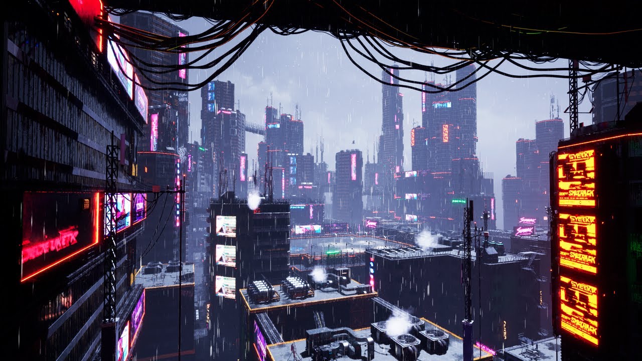 Cyberpunk Cityscape:  Unreal Engine 5 Level Design Time-Lapse