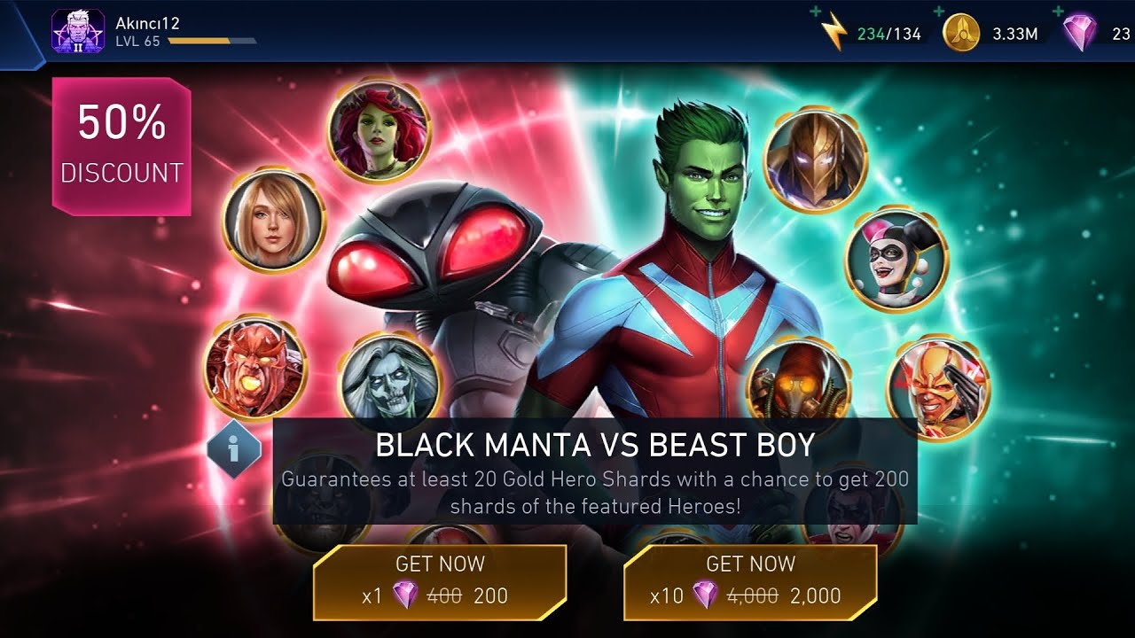 BLACK MANTA VS BEASTBOY | İNJUSTİCE 2 MOBİLE |  % 50 DİSCOUNT CHEST OPENİNG.