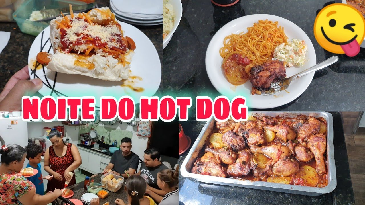 NOITE DO HOT DOG COM AMIGOS E FAMILIA, EU FIZ O MELHOR FRANGO ASSADO COM BATATA  ,MAIONESE MACARRÃO