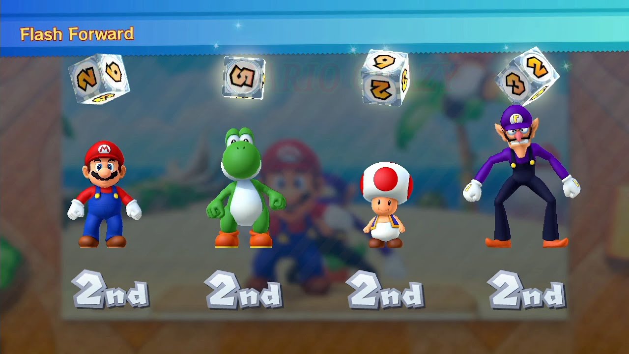 Mario Party 10 - Whimsical Waters - Toad vs Waluigi vs Mario vs Yoshi