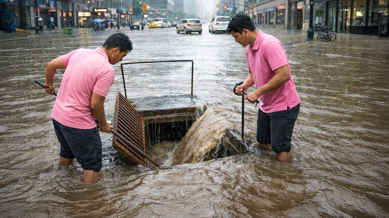 Flooded Road Drains Fast After Debris Removal