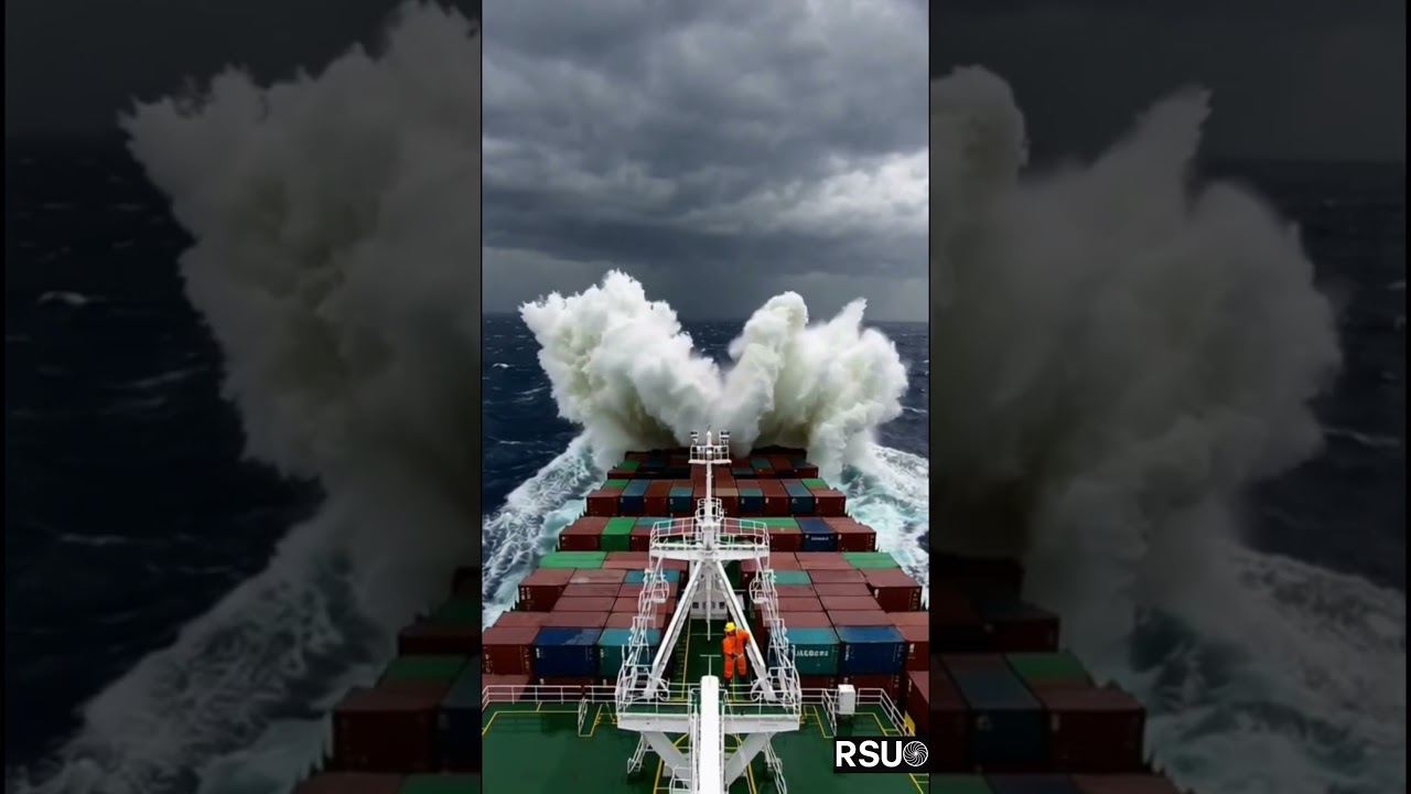 POV: Cargo Ship in Atlantic Ocean Storm | Real footage #shorts