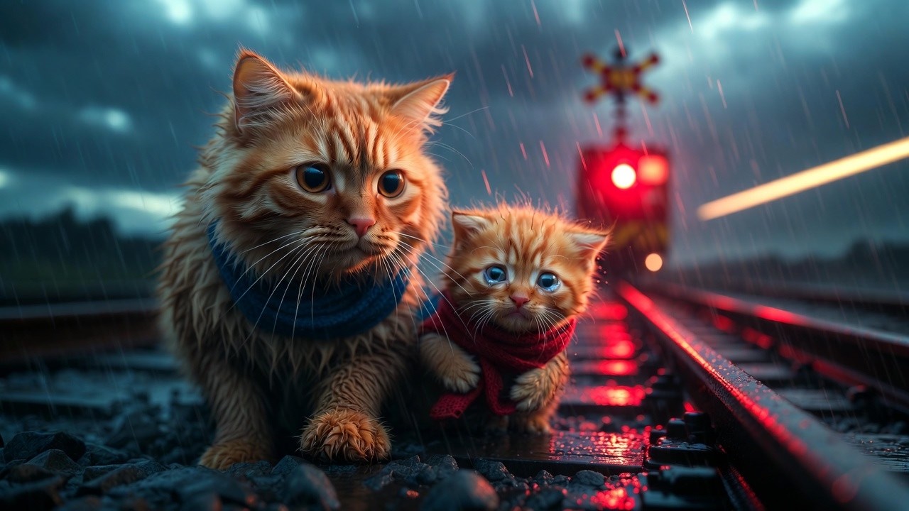 Mother Cat Jumps in Front of Train to Save Her Baby | Heartbreaking Story