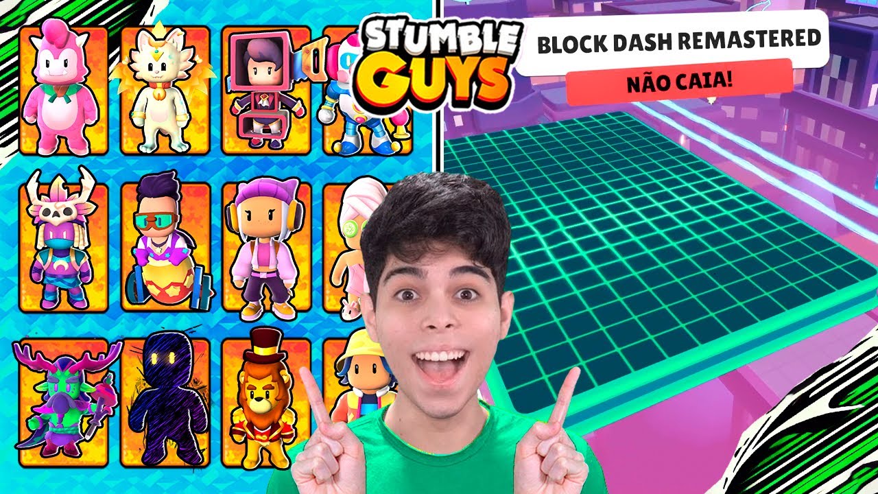 NOVO BLOCK DASH + SKINS ANIMADAS NA UPDATE SECRETA DO STUMBLE GUYS!