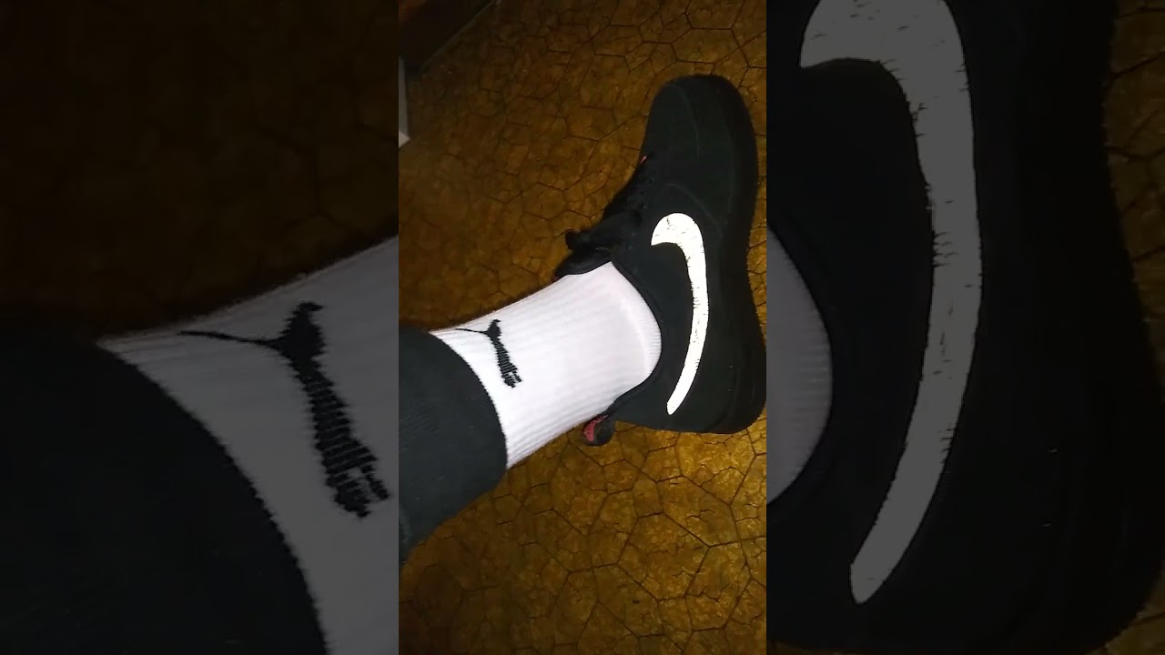 black Nike Air Force one LV8 on foot #malesneakers #onfoot #pittsburgh #412 #pumasocks #stomp