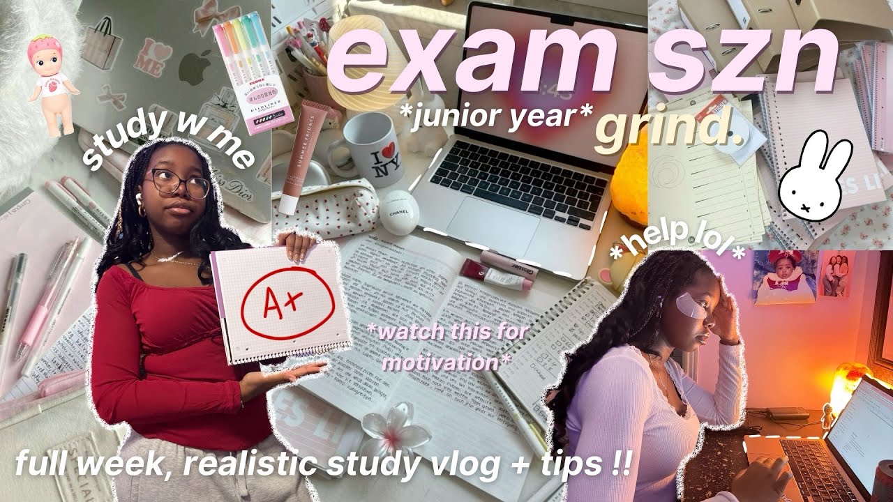 📚✧｡🎀 full week STUDY VLOG *intense* | finals week, study tips, cramming (junior year)