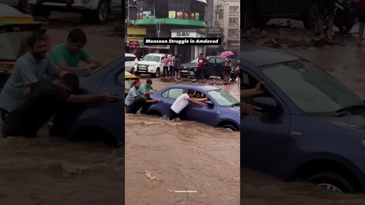 Gujarat Heavy Rains: Surat & Amdavad Underwater 🌊 #shorts #shortsfeed #trending #monsoon #viral