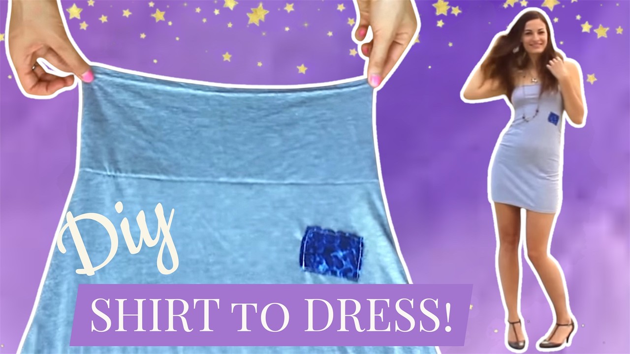 How to make a Strapless Dress from t shirt no Pattern - DIY Sewing Transformation Tutorial