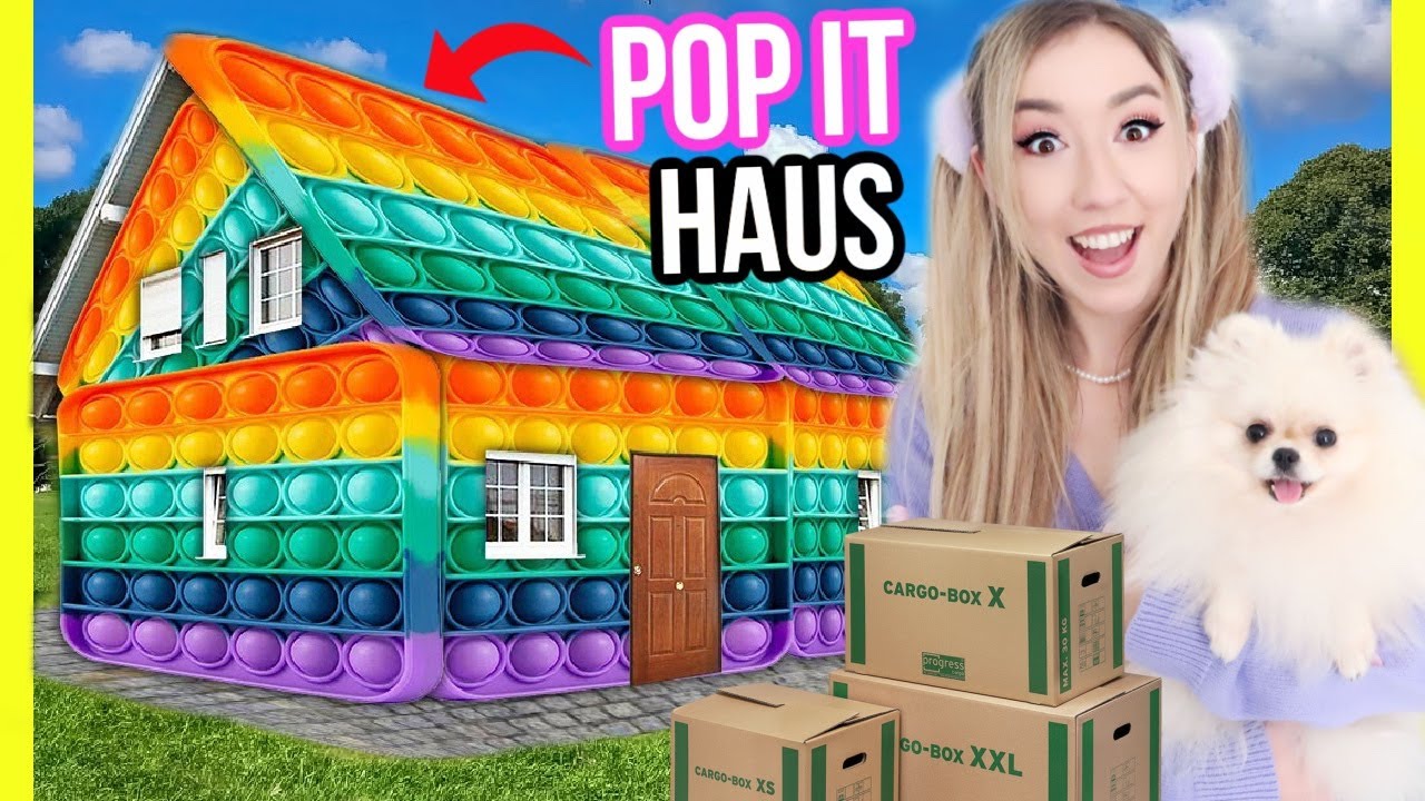 ICH ziehe in mein neues DIY XXL POP IT FIDGET TOY HAUS mit WELPE FLUFFY ein (BOXFORT Challenge)