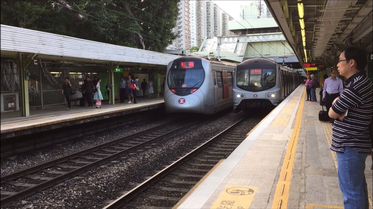 Hong Kong MTR East Rail Line Metro Cammell MLR & Kinki Sharyo SP1900 Trains @ Fanling Station