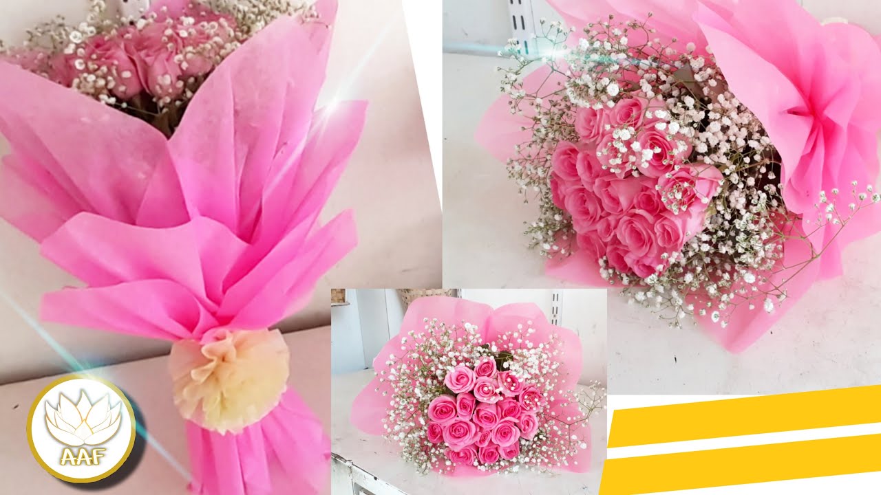 Bouquet wrapping tutorial || flower gift for girlfriend   @Flowertech9