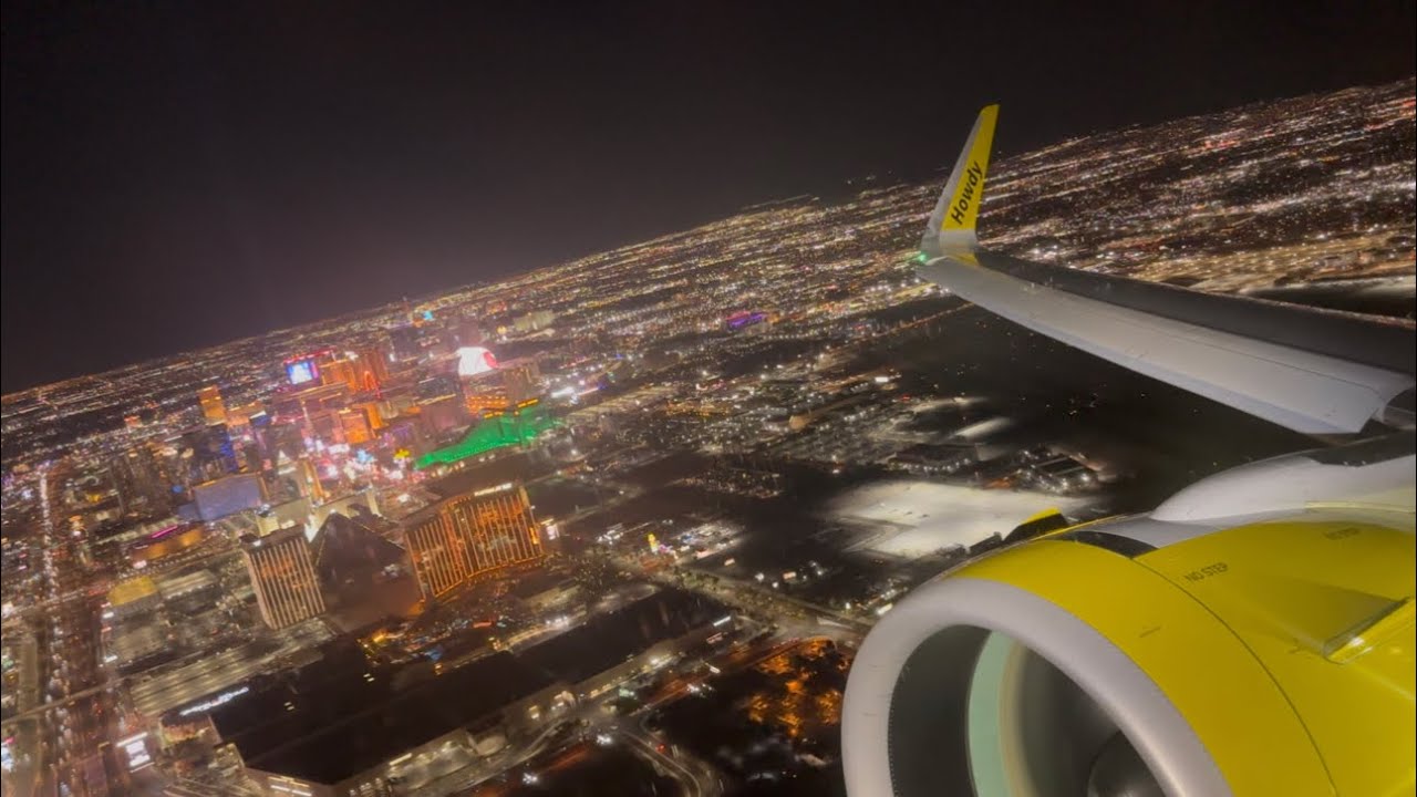 Spirit Airbus A321NEO Night Takeoff Las Vegas Harry Reid Intl. (KLAS)