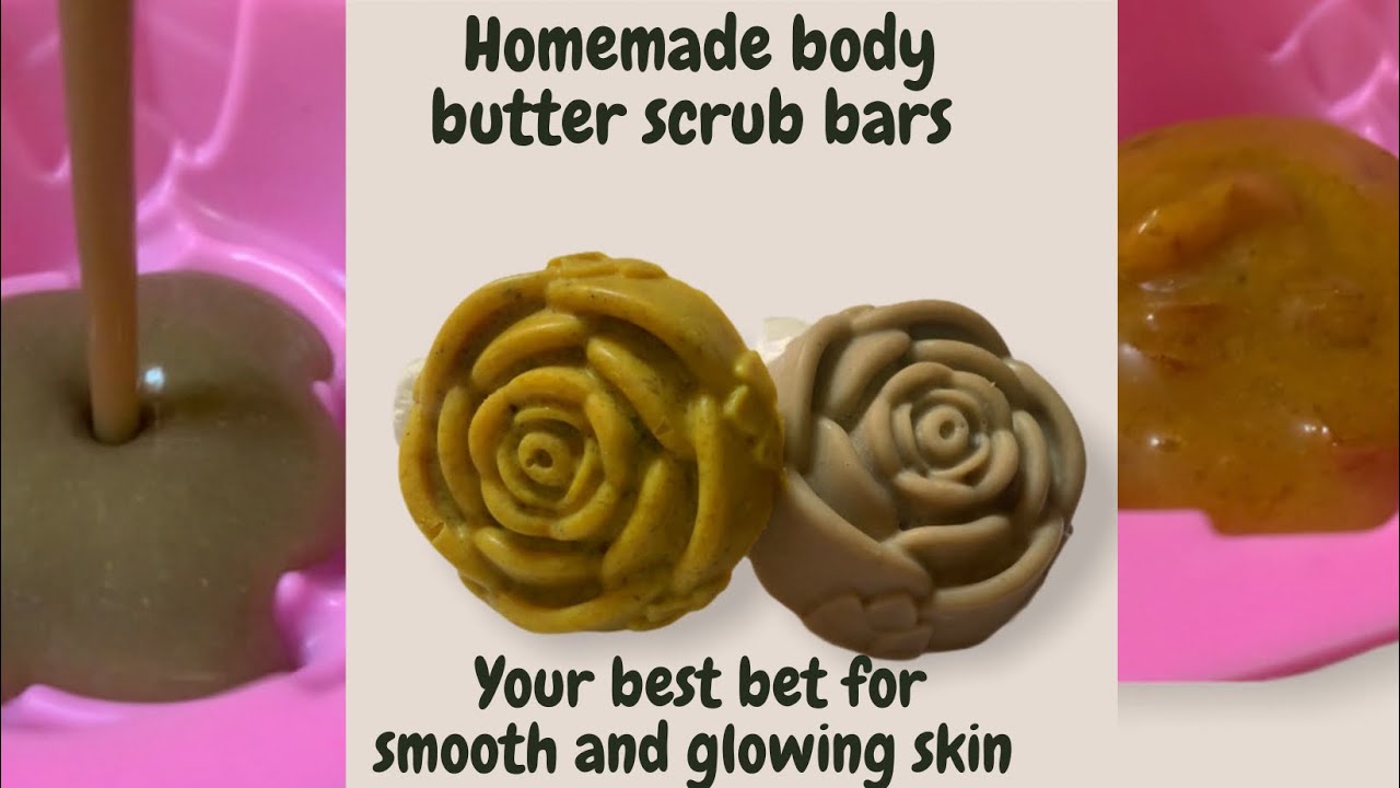Body butter scrub bars// homemade body butter scrub bars // diy body butter bars