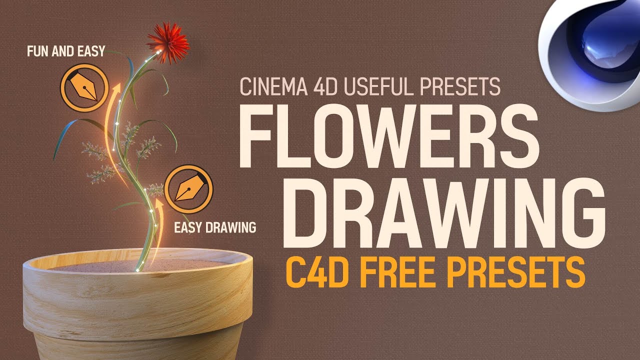 CINEMA 4D Flowers Drawing Free Preset Tutorial l C4D 무료 프리셋 소개