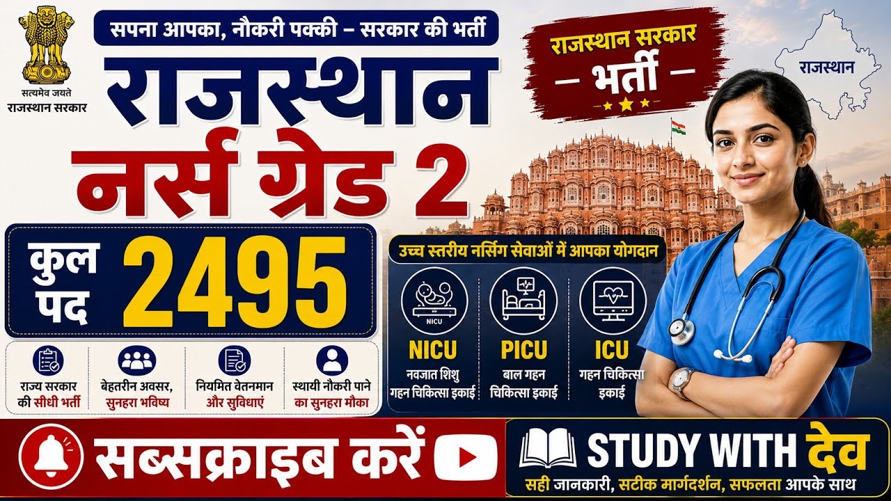 Rajasthan Nurse Grade 2 Recruitment 2026 🔥 2495 Posts | NICU PICU ICU Big Update