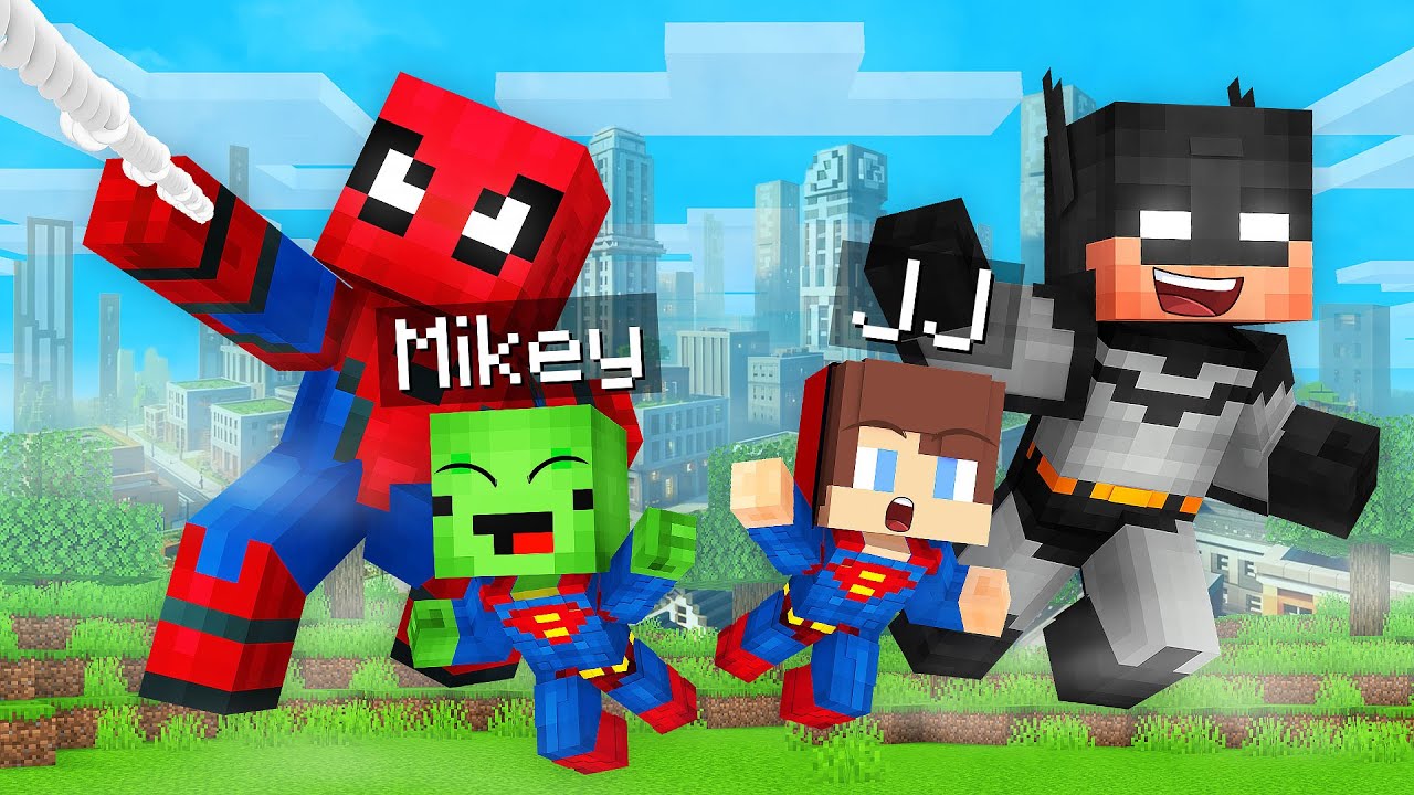 Mikey & JJ Were Adopted By SUPERHEROES in Minecraft! (Maizen)